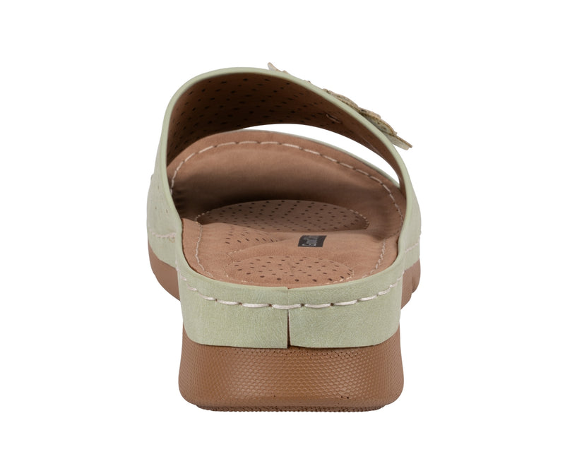 Women's Gabbie Green Flower Rosette Comfort Sandals