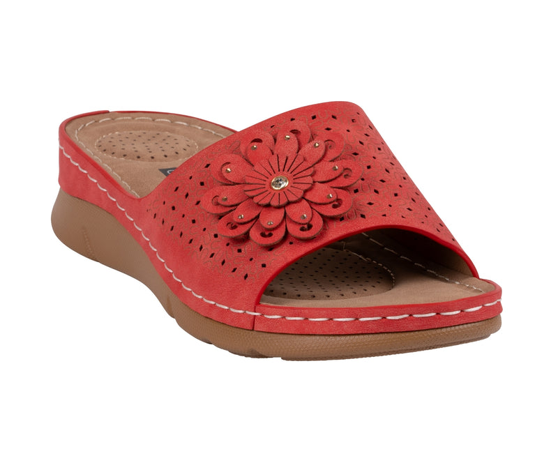 Women's Gabbie Red Flower Rosette Comfort Sandals