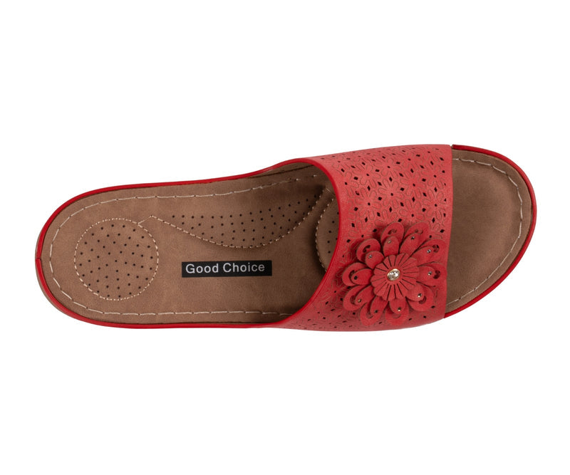 Women's Gabbie Red Flower Rosette Comfort Sandals