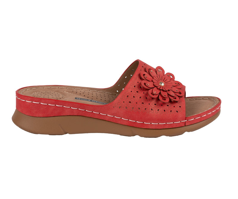 Women's Gabbie Red Flower Rosette Comfort Sandals