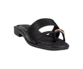 Women’s Halie Black Metal Toe Ring Flat Sandals