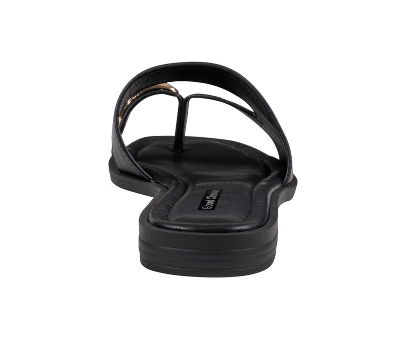 Women’s Halie Black Metal Toe Ring Flat Sandals
