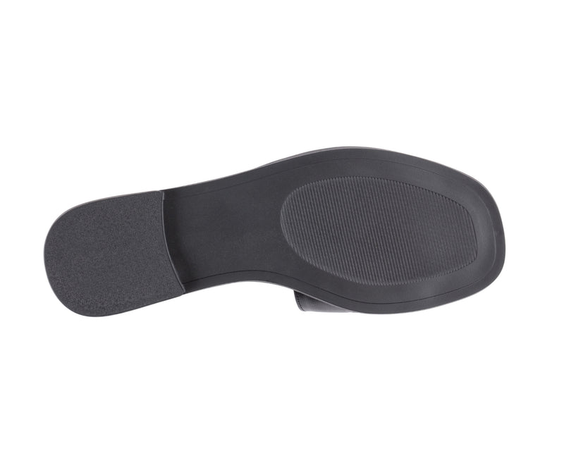 Women’s Halie Black Metal Toe Ring Flat Sandals