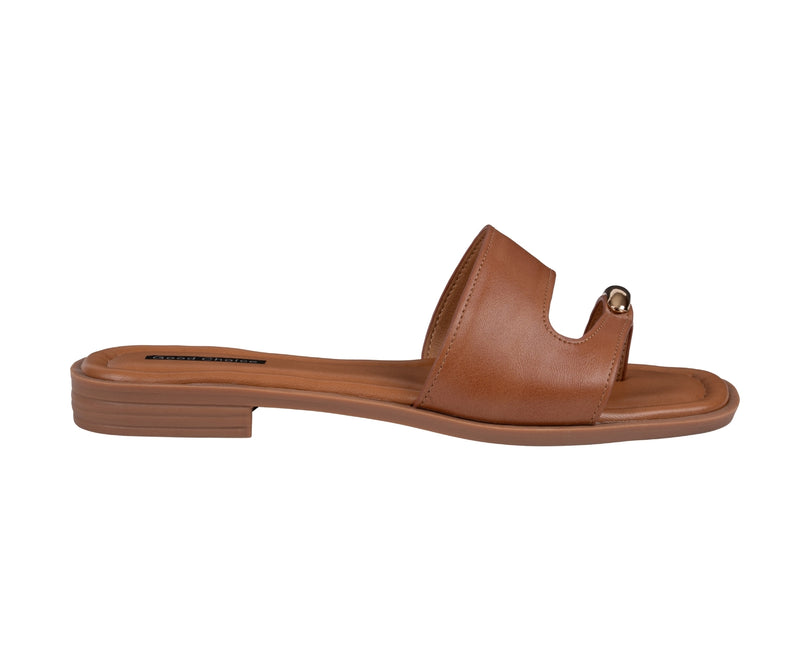 Women’s Halie Brown Metal Toe Ring Flat Sandals
