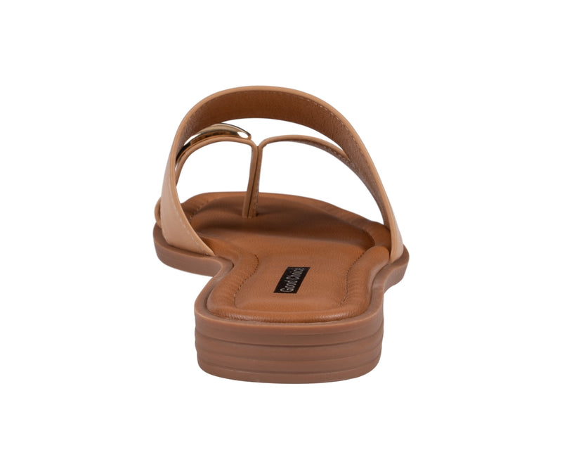 Women’s Halie Tan Metal Toe Ring Flat Sandals