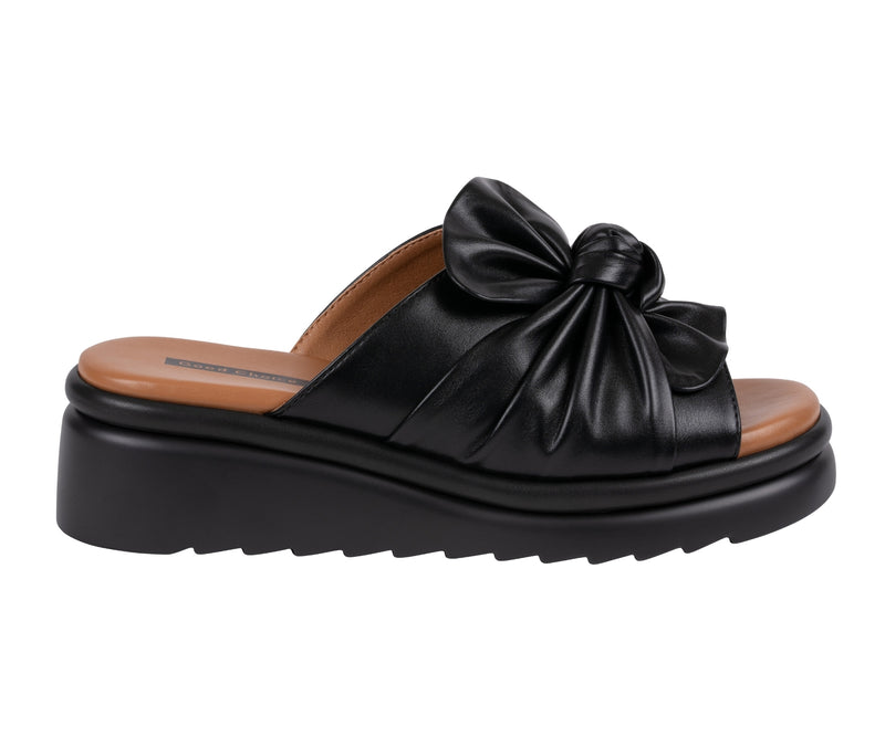 Women's Harlow Black Bow Wedge Sandals