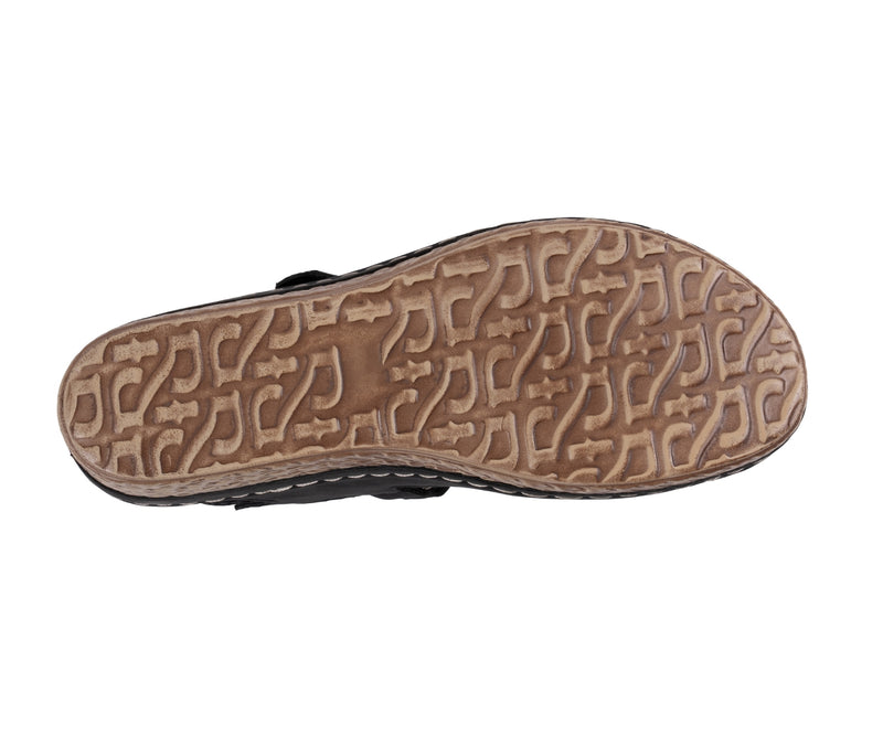 Women's Keltie Black Double Velcro Strap Wedge Sandals