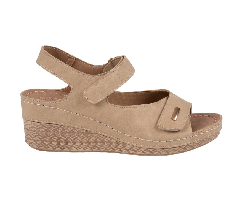 Women's Keltie Gold Double Velcro Strap Wedge Sandals