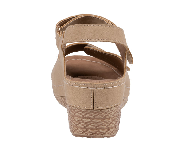 Women's Keltie Gold Double Velcro Strap Wedge Sandals