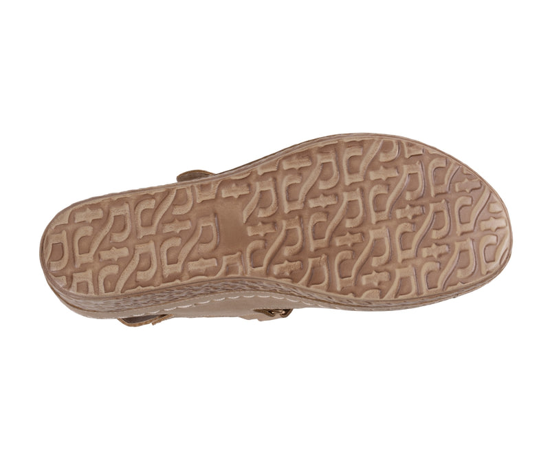 Women's Keltie Gold Double Velcro Strap Wedge Sandals