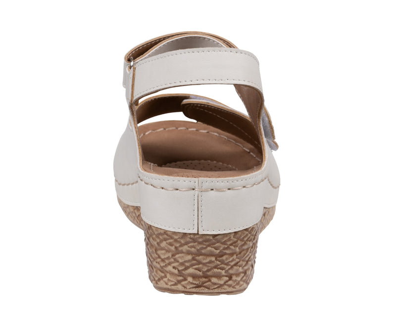 Women's Keltie White Double Velcro Strap Wedge Sandals