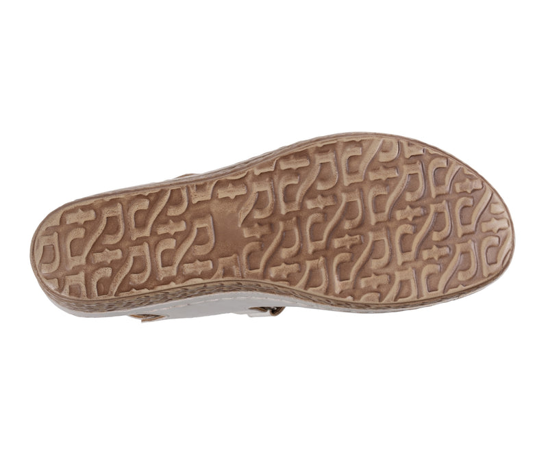 Women's Keltie White Double Velcro Strap Wedge Sandals