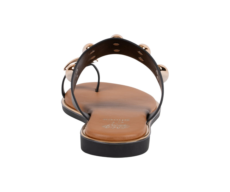 Women's Kenley Black Toe Ring Hardware Flat Sandals