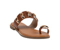Women's Kenley Tan Toe Ring Hardware Flat Sandals