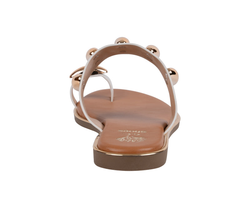 Women's Kenley White Toe Ring Hardware Flat Sandals