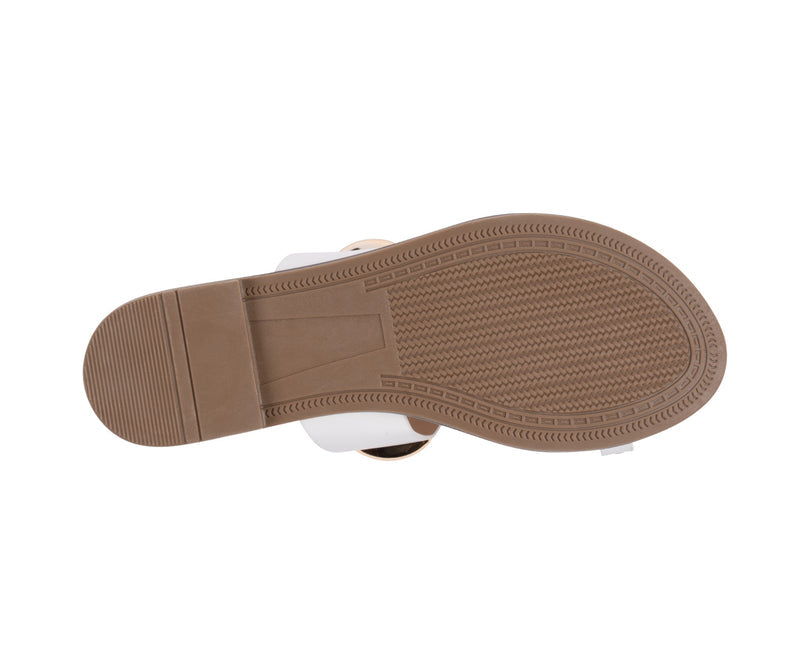 Women's Kenley White Toe Ring Hardware Flat Sandals