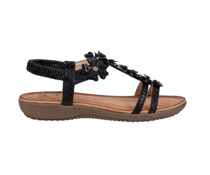 Women's Lily Black Flat Sandals