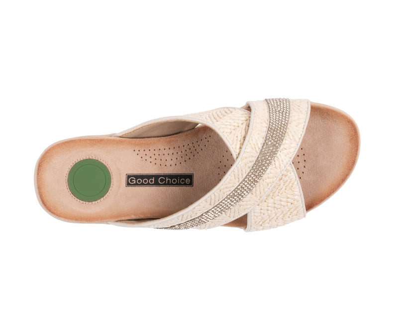 Women's Linnie Natural Woven Crisscross Comfort Sandals