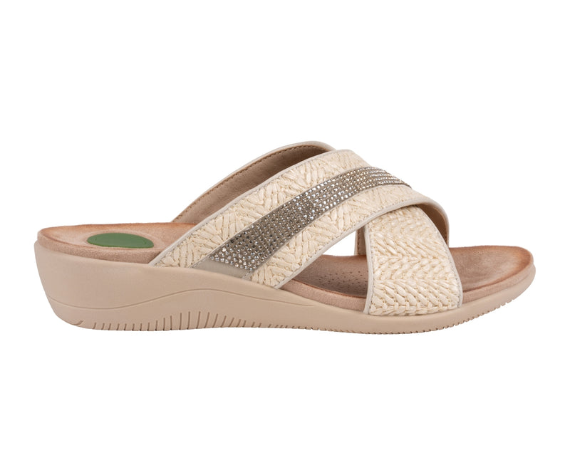 Women's Linnie Natural Woven Crisscross Comfort Sandals