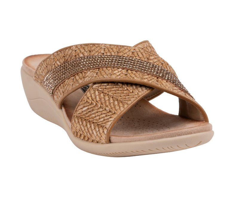 Women's Linnie Tan Woven Crisscross Comfort Sandals