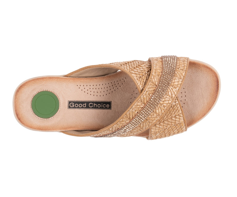 Women's Linnie Tan Woven Crisscross Comfort Sandals