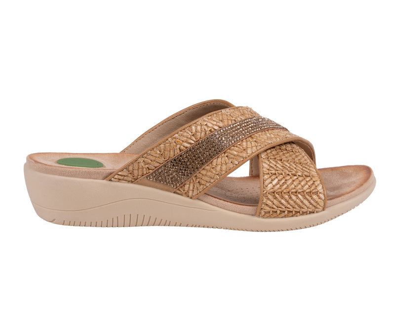 Women's Linnie Tan Woven Crisscross Comfort Sandals