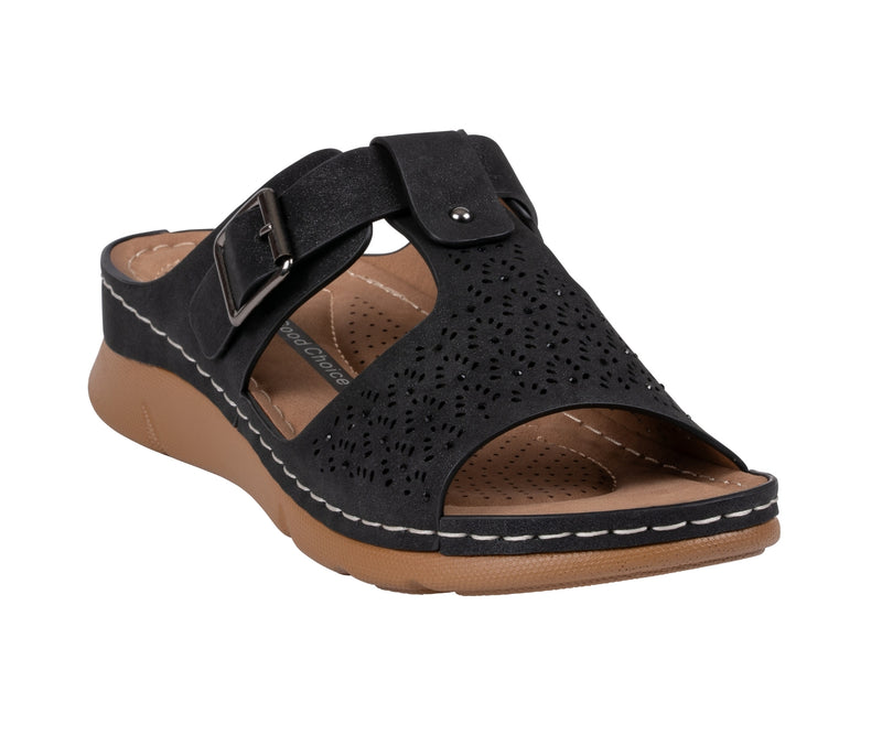 Women's Loni Black Embellished Comfort Sandals