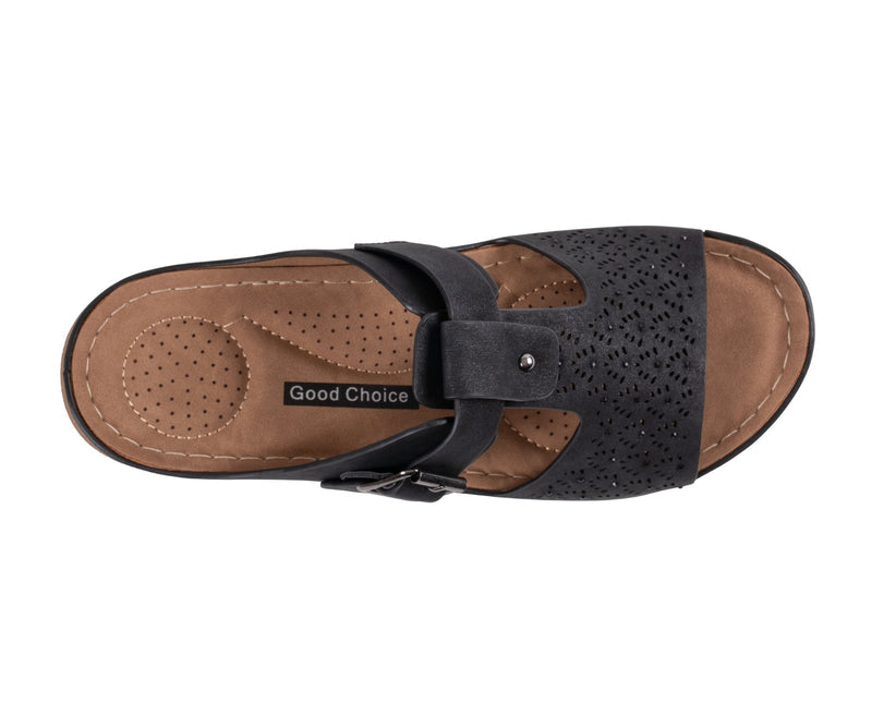 Women's Loni Black Embellished Comfort Sandals