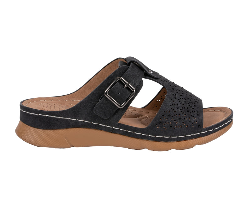 Women's Loni Black Embellished Comfort Sandals