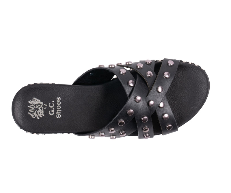 Women’s Loola Black Studded Espadrille Platform Sandals
