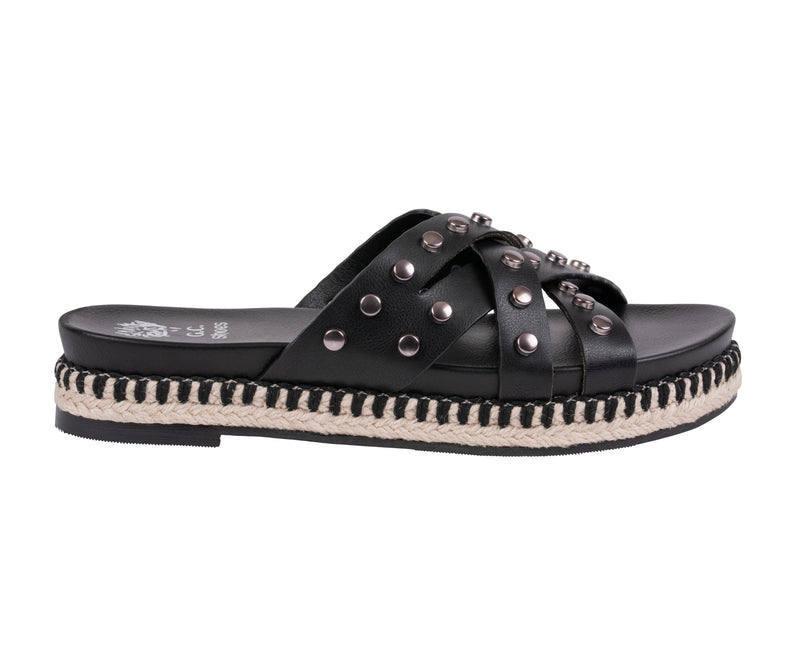 Women’s Loola Black Studded Espadrille Platform Sandals