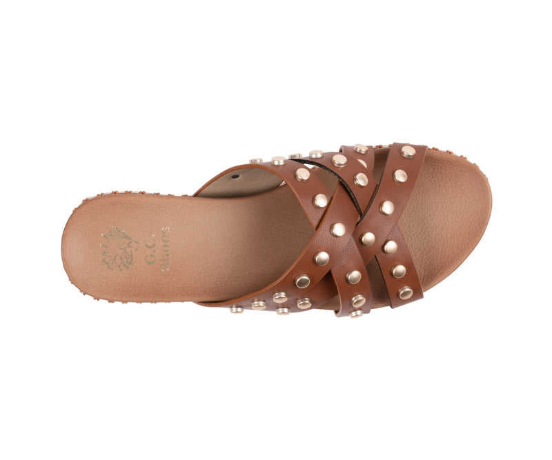Women’s Loola Cognac Studded Espadrille Platform Sandals