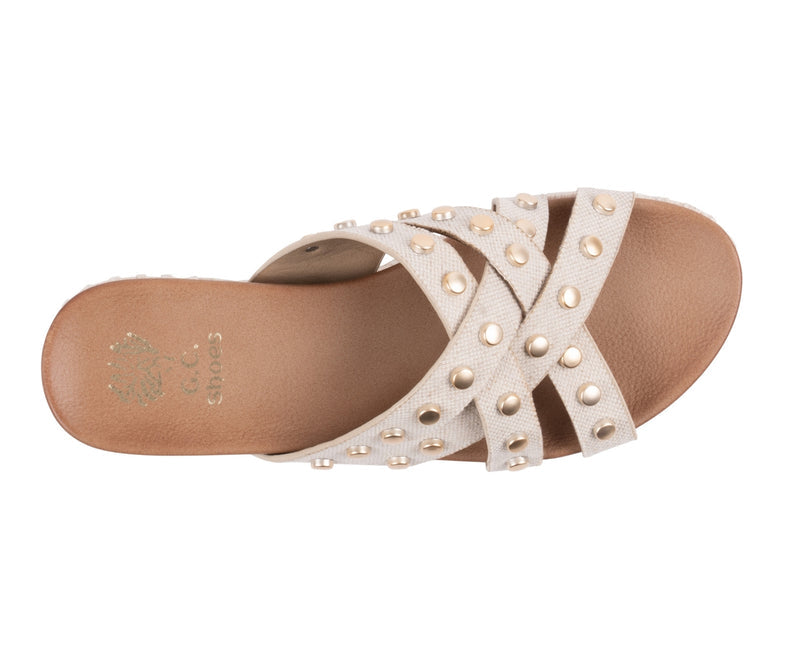 Women’s Loola Natural Studded Espadrille Platform Sandals
