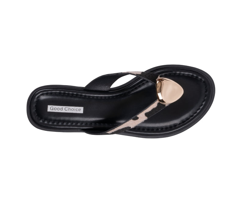 Women's Lumi Black Embellished Flat Sandals