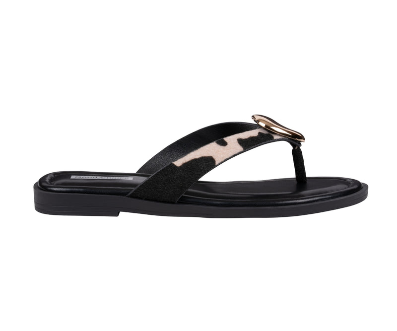 Women's Lumi Black Embellished Flat Sandals