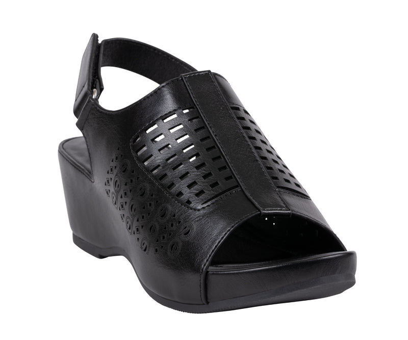 Women's Mahina Black Perforated Wedge Sandals