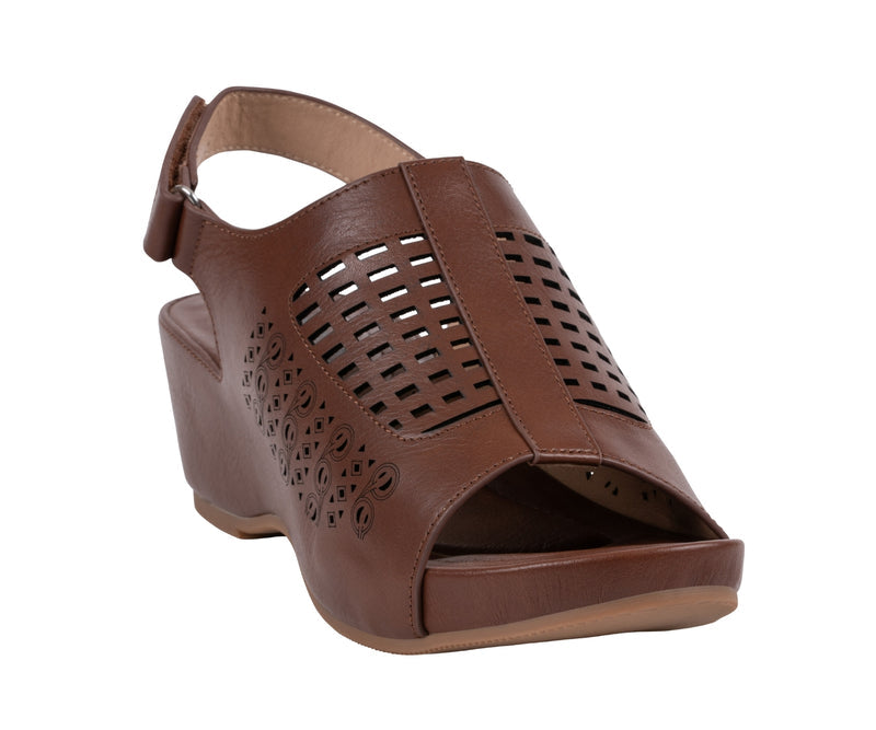 Women's Mahina Brown Perforated Wedge Sandals