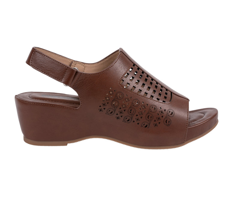 Women's Mahina Brown Perforated Wedge Sandals