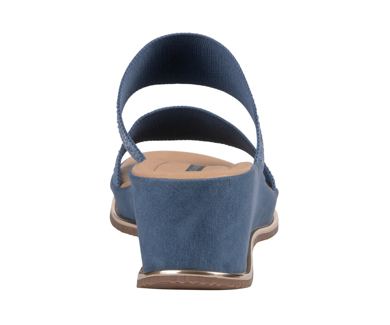 Women's Maycee Navy Embellished Knit Wedge Sandals
