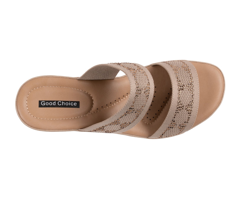 Women's Maycee Nude Embellished Knit Wedge Sandals