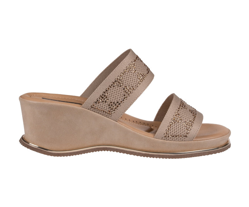 Women's Maycee Nude Embellished Knit Wedge Sandals