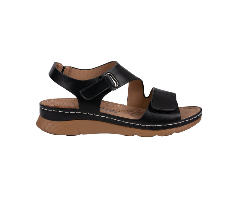 Women's Merisa Black Velcro Band Comfort Sandals