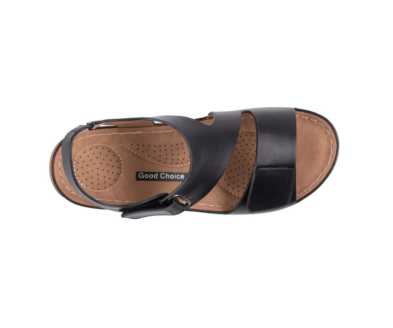 Women's Merisa Black Velcro Band Comfort Sandals