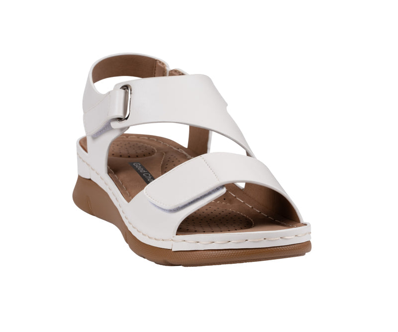 Women's Merisa White Velcro Band Comfort Sandals