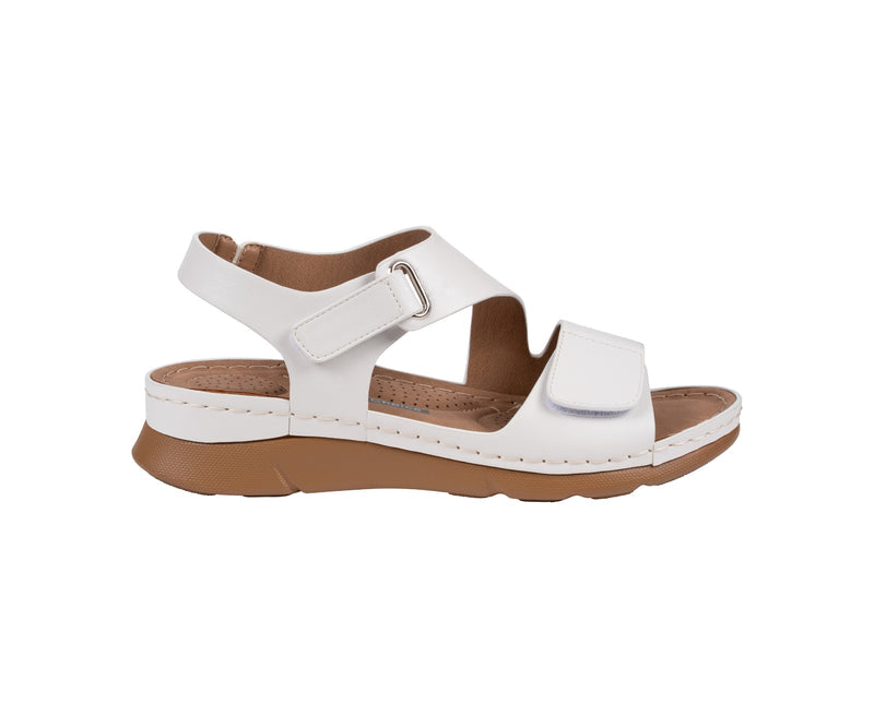 Women's Merisa White Velcro Band Comfort Sandals