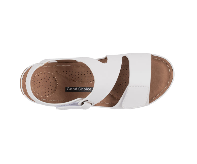 Women's Merisa White Velcro Band Comfort Sandals
