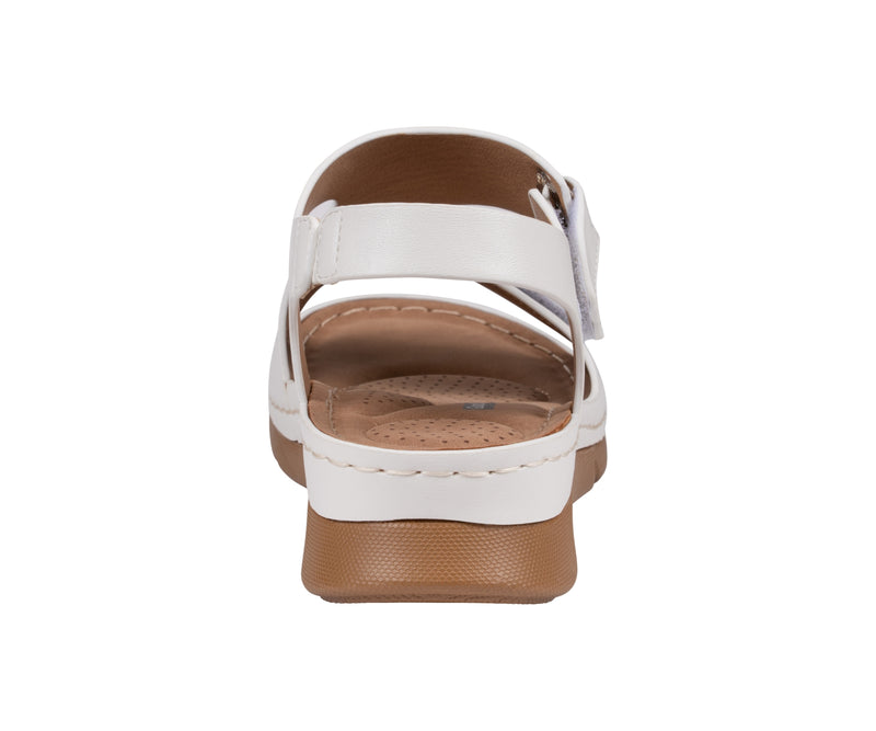 Women's Merisa White Velcro Band Comfort Sandals