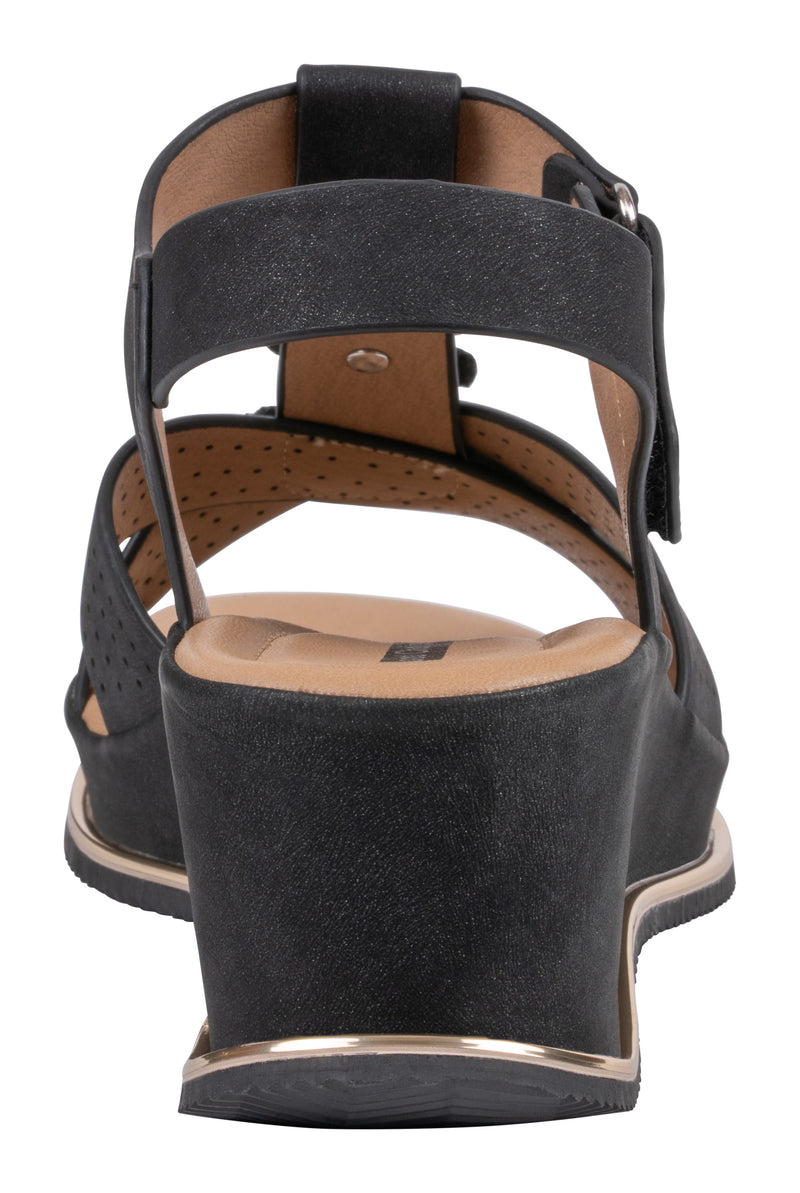 Women's Miko Black Floral Wedge Sandals