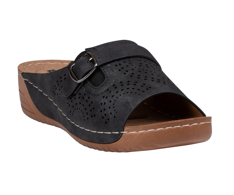 Women's Moira Black Perforated Comfort Sandals