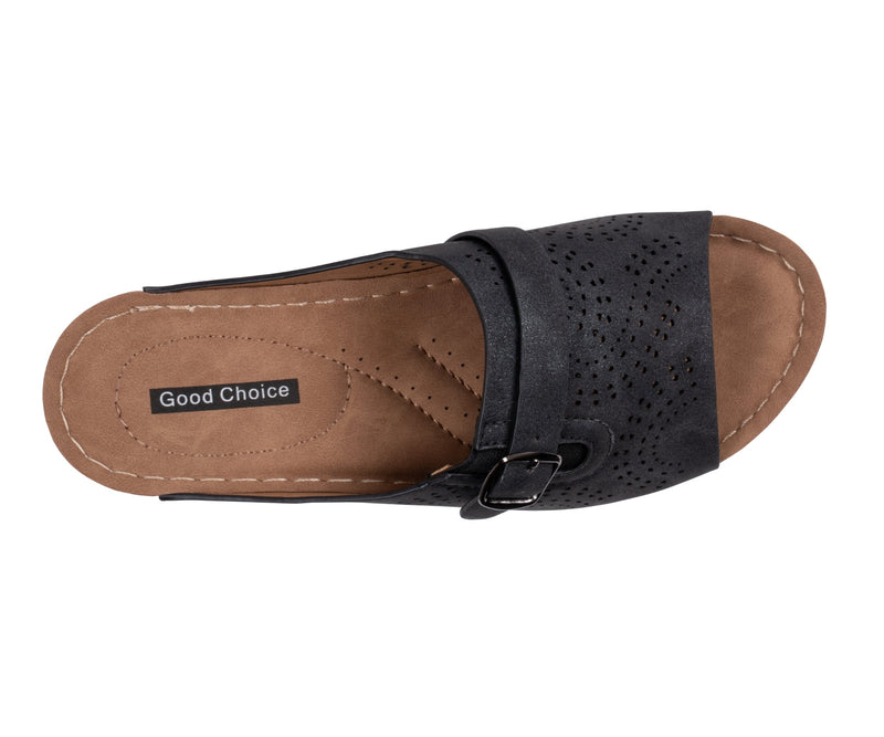 Women's Moira Black Perforated Comfort Sandals